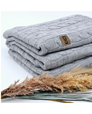 Knitted blanket and pillow set with cashmere- SET VERONA POPIEL