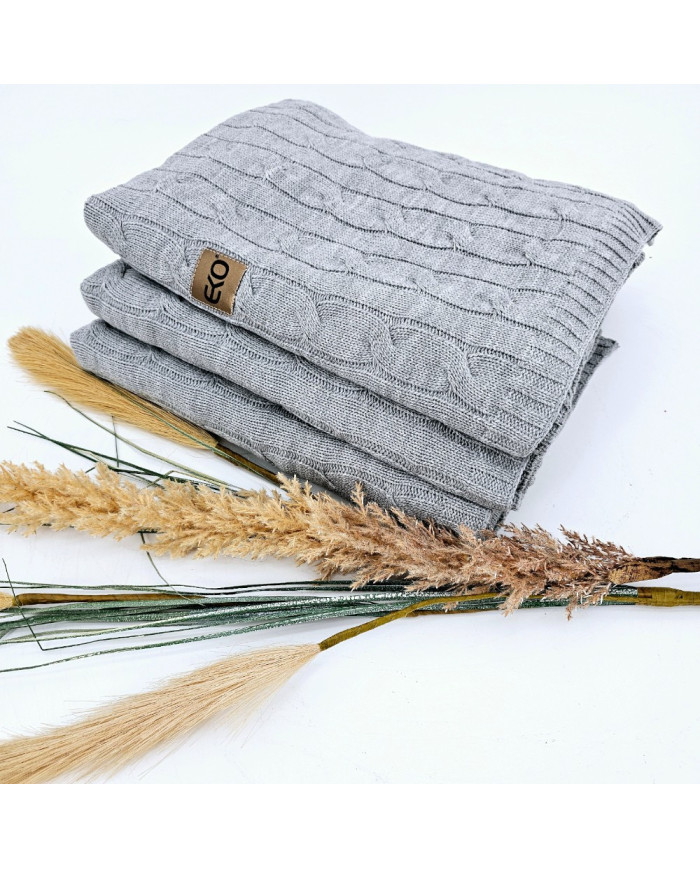 Knitted blanket and pillow set with cashmere- SET VERONA POPIEL