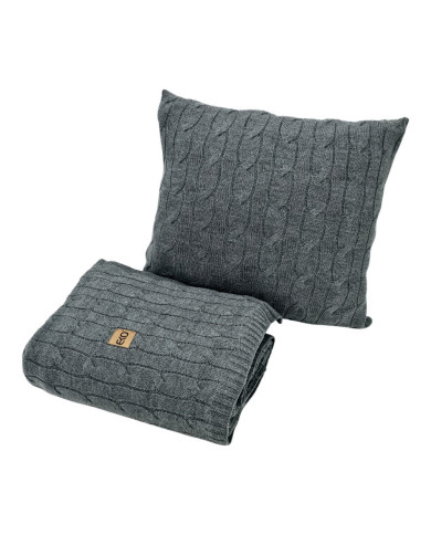 Knitted blanket and pillow set with cashmere- SET VERONA ANTHRACITE