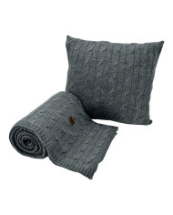 Komplet dzianinowy koc i poduszka z kaszmirem– SET VERONA ANTHRACITE