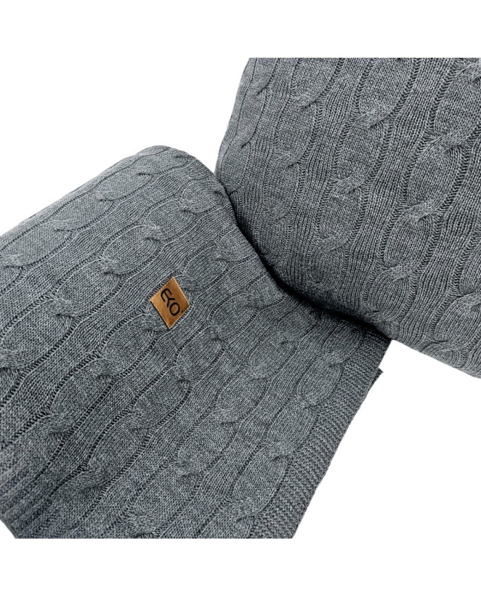Knitted blanket and pillow set with cashmere- SET VERONA ANTHRACITE