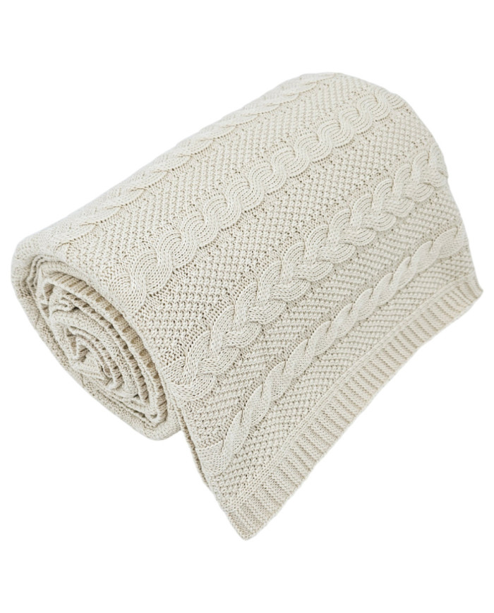 Knitted blanket and pillow set -SET VENEZIA LATTE