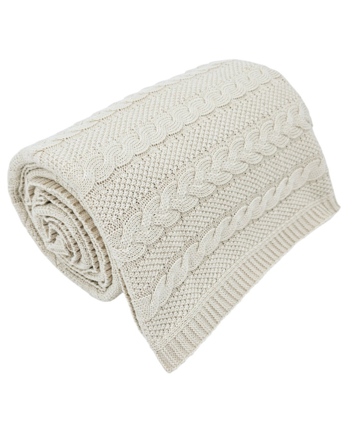 Knitted blanket and pillow set -SET VENEZIA LATTE