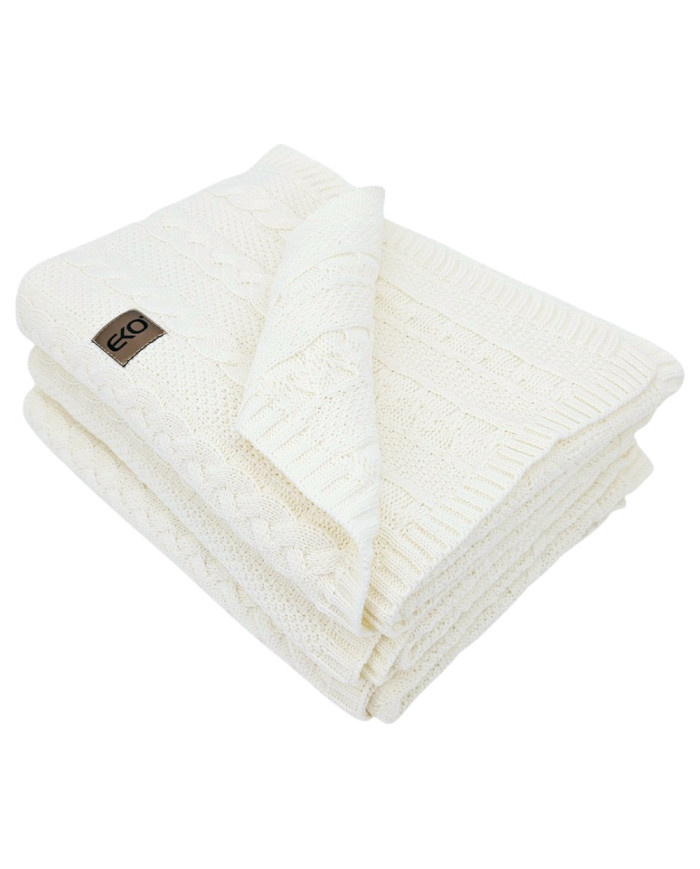 Knitted blanket and pillow set -SET VENEZIA ECRU