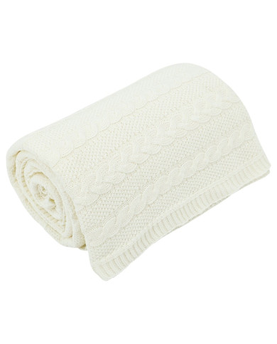 Knitted blanket and pillow set -SET VENEZIA ECRU