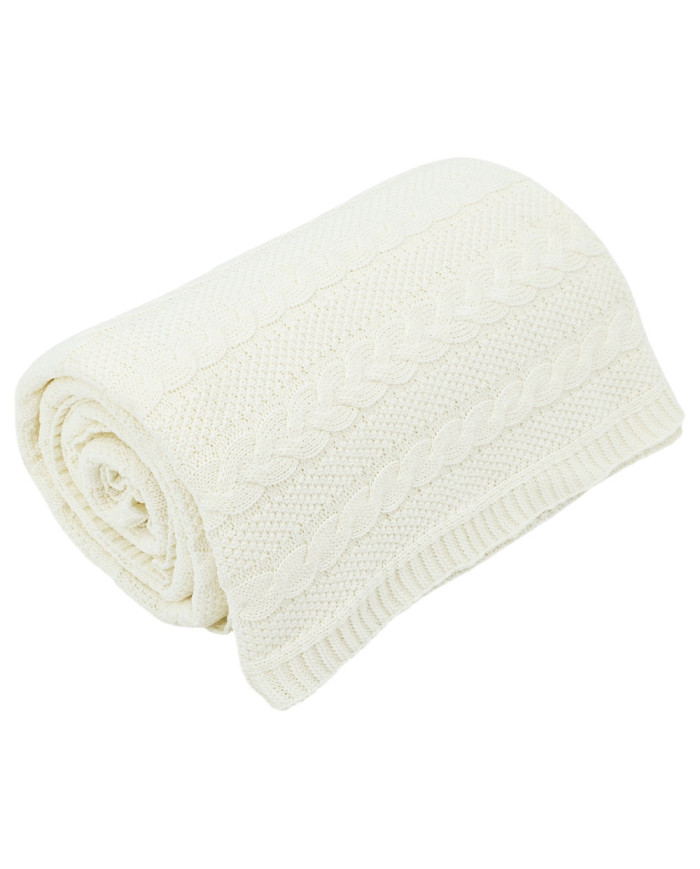 Knitted blanket and pillow set -SET VENEZIA ECRU