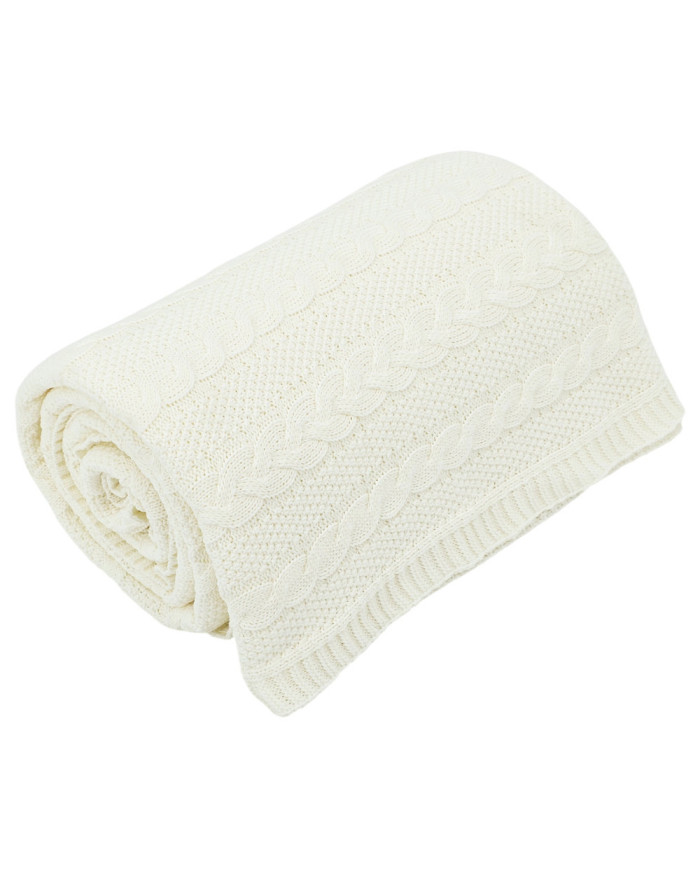 Knitted blanket and pillow set -SET VENEZIA ECRU