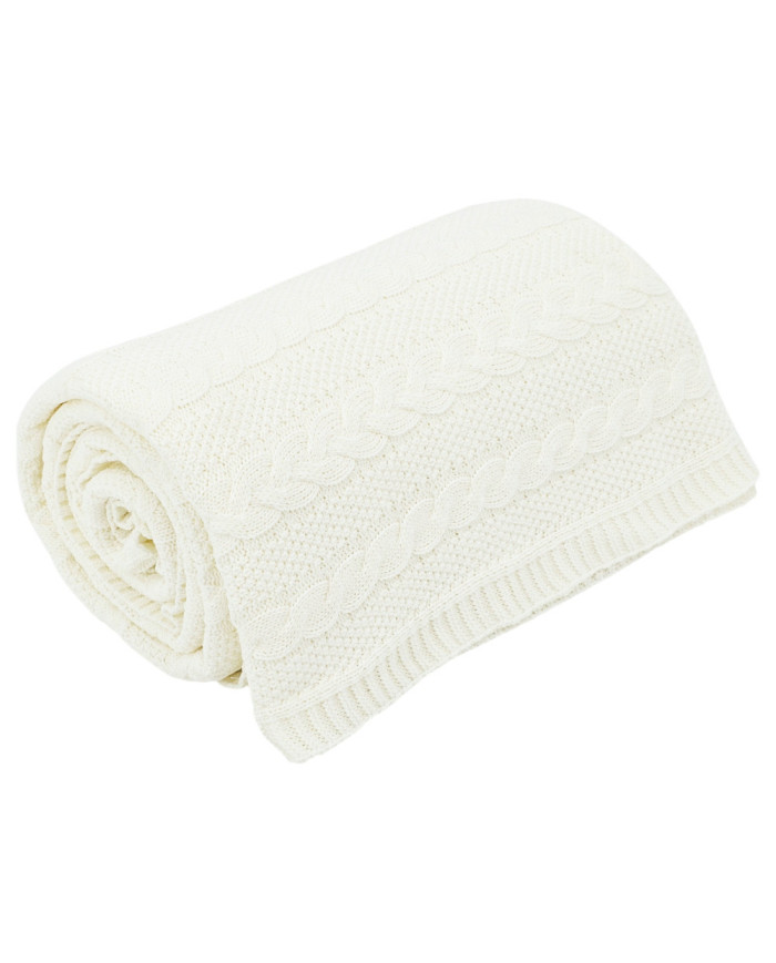 Knitted blanket and pillow set -SET VENEZIA ECRU