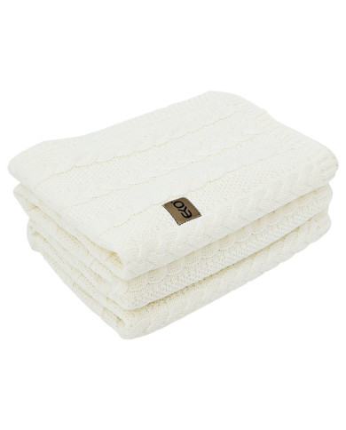 Knitted blanket and pillow set -SET VENEZIA ECRU