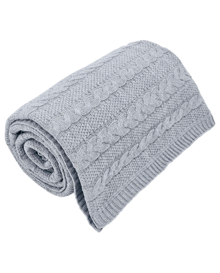 Knitted blanket and pillow set -SET VENEZIA POPIEL