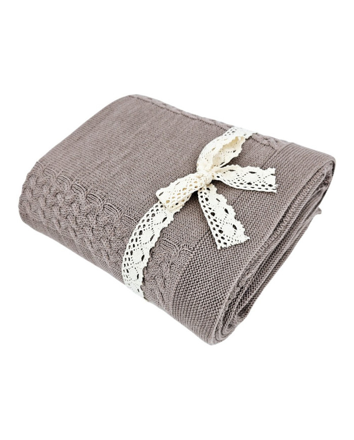 Merino wool blanket and pillow set FLORENCE TAUPE