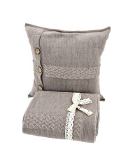 Merino wool blanket and pillow set FLORENCE TAUPE