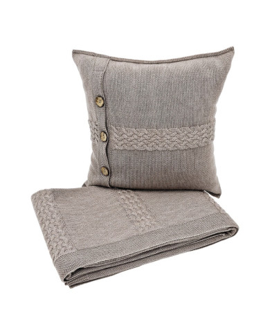 Merino wool blanket and pillow set FLORENCE TAUPE