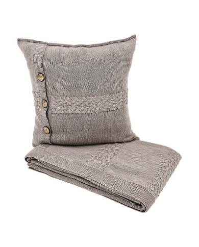 Merino wool blanket and pillow set FLORENCE TAUPE
