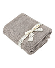 Merino wool blanket and cushion set FLORENCE NUDE