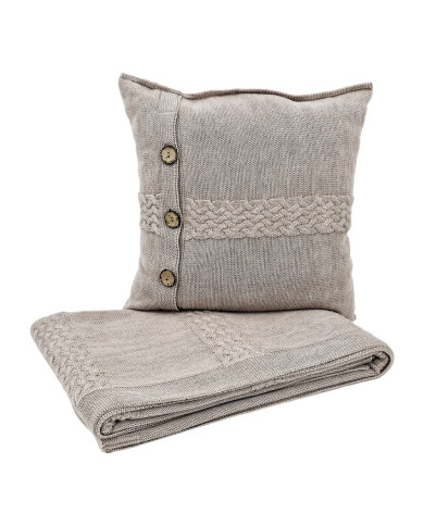 Merino wool blanket and cushion set FLORENCE NUDE