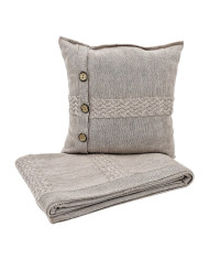 Merino wool blanket and cushion set FLORENCE NUDE