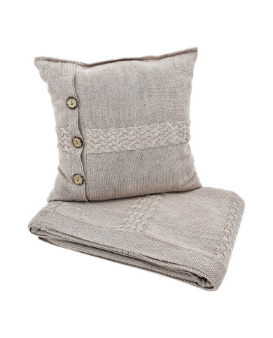 Merino wool blanket and cushion set FLORENCE NUDE