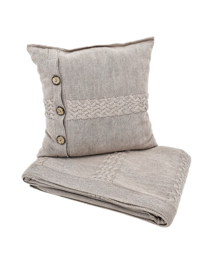 Merino wool blanket and cushion set FLORENCE NUDE