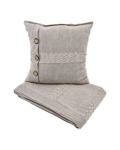 Merino wool blanket and cushion set FLORENCE NUDE