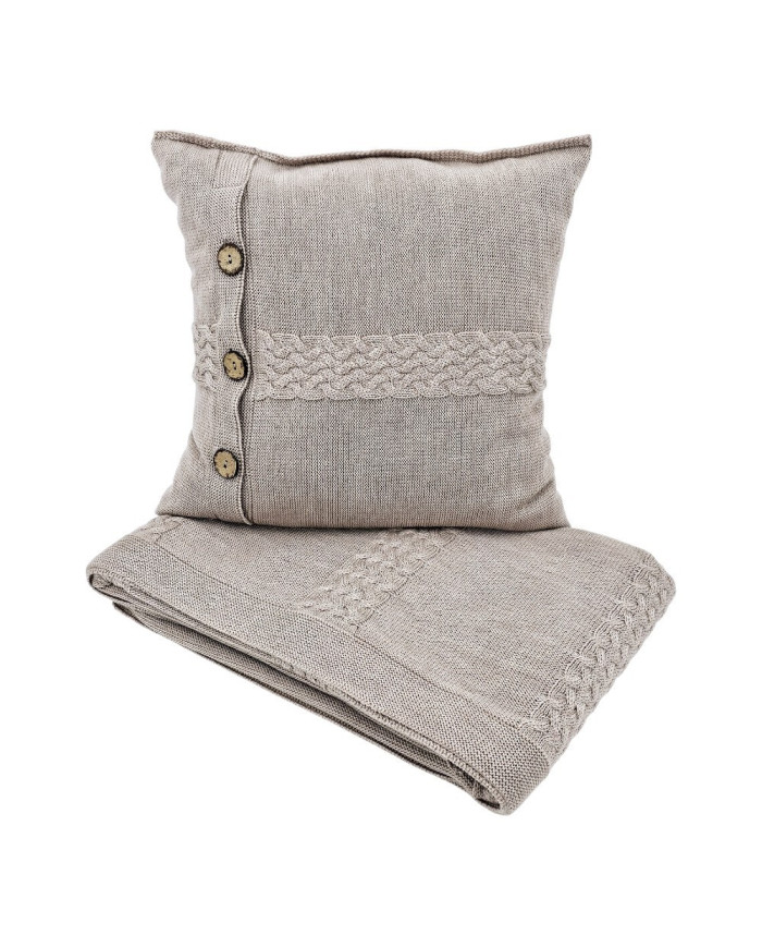 Merino wool blanket and cushion set FLORENCE NUDE