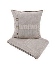 Merino wool blanket and cushion set FLORENCE NUDE