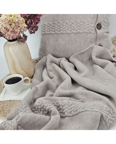 Merino wool blanket and cushion set FLORENCE NUDE