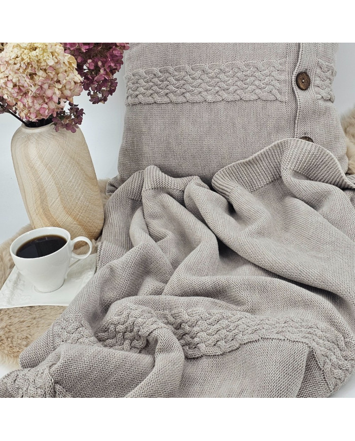 Merino wool blanket and cushion set FLORENCE NUDE