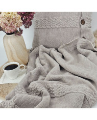 Merino wool blanket and cushion set FLORENCE NUDE