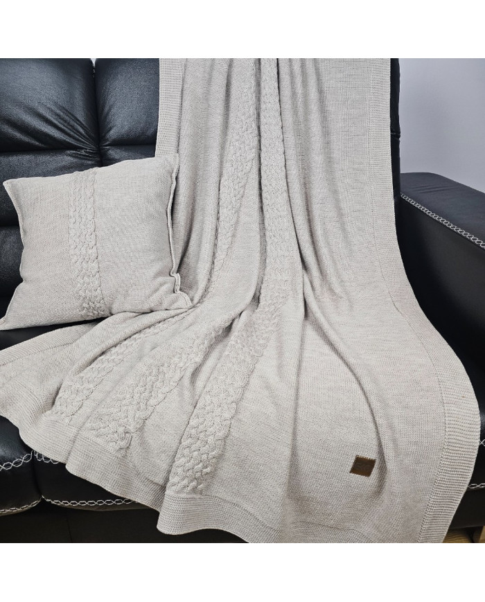 Merino wool blanket and cushion set FLORENCE SAND