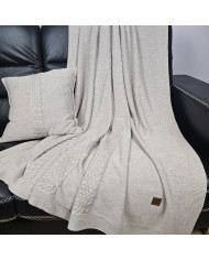 Merino wool blanket and cushion set FLORENCE SAND