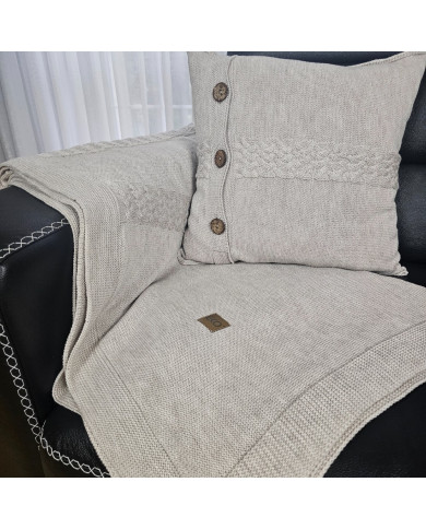 Merino wool blanket and cushion set FLORENCE SAND