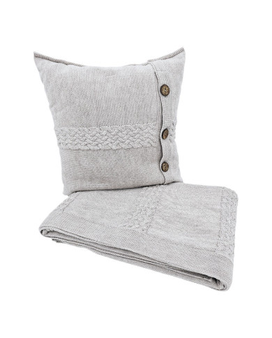 Merino wool blanket and cushion set FLORENCE SAND
