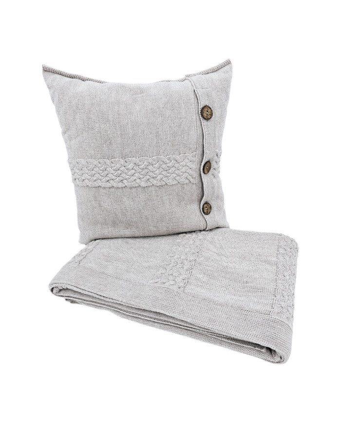 Merino wool blanket and cushion set FLORENCE SAND