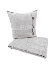 Merino wool blanket and cushion set FLORENCE SAND