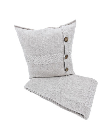 Merino wool blanket and cushion set FLORENCE SAND