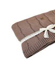 Blanket and pillow set - cotton with cashmere - SET ROMA CHOCOLATE