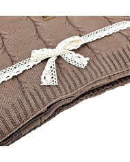 Blanket and pillow set - cotton with cashmere - SET ROMA CHOCOLATE