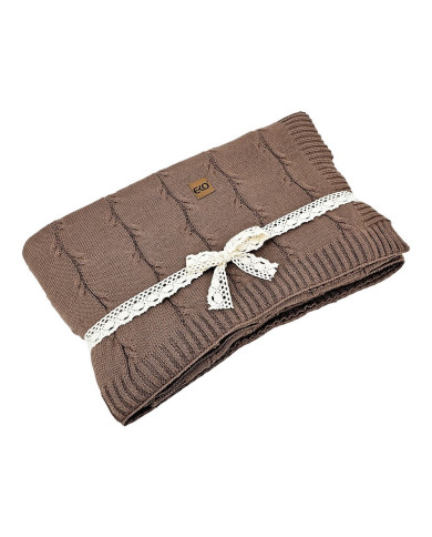 Komplet koc i poduszka – bawełna z dodatkiem kaszmiru - SET ROMA CHOCOLATE