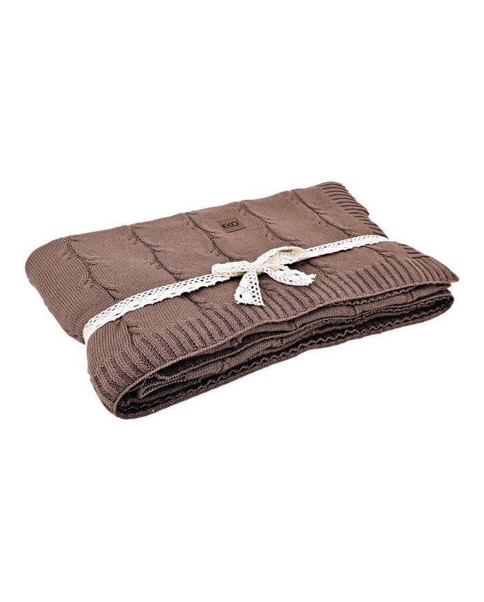 Blanket and pillow set - cotton with cashmere - SET ROMA CHOCOLATE