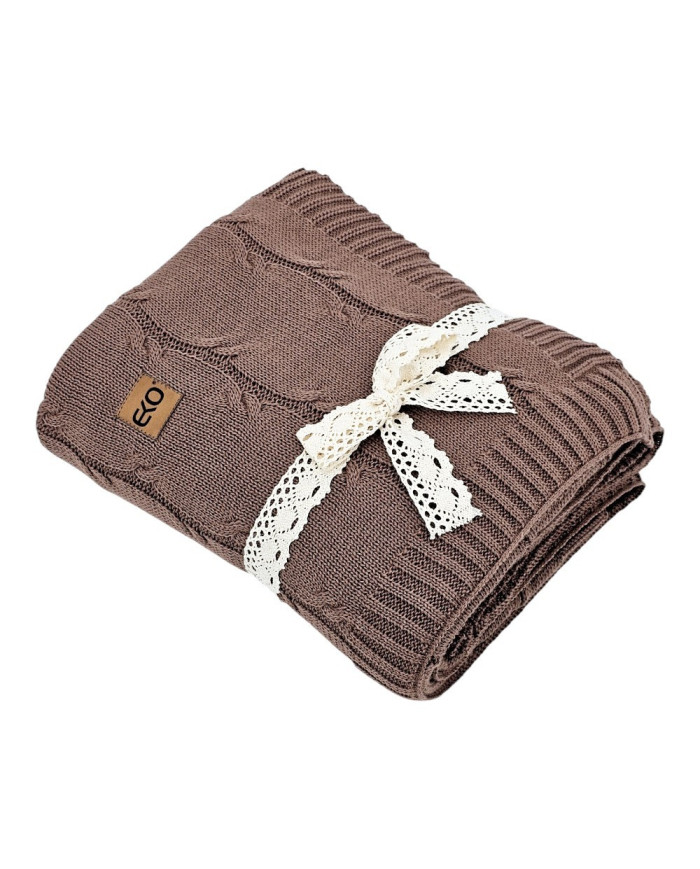 Blanket and pillow set - cotton with cashmere - SET ROMA CHOCOLATE