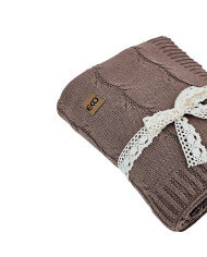 Blanket and pillow set - cotton with cashmere - SET ROMA CHOCOLATE