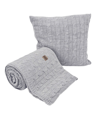 Knitted blanket and pillow set with cashmere- SET VERONA POPIEL