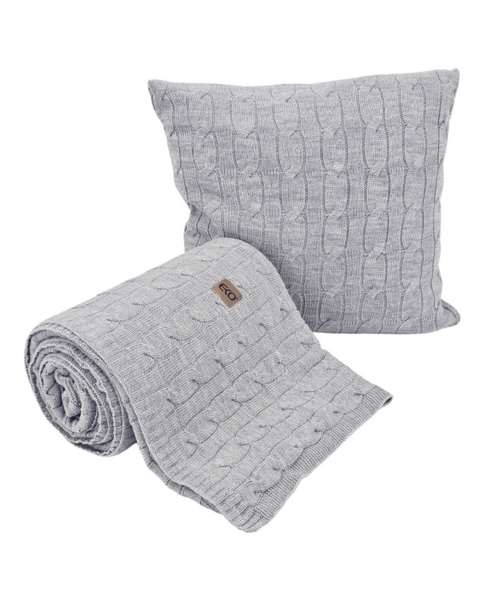 Knitted blanket and pillow set with cashmere- SET VERONA POPIEL