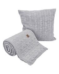 Knitted blanket and pillow set with cashmere- SET VERONA POPIEL