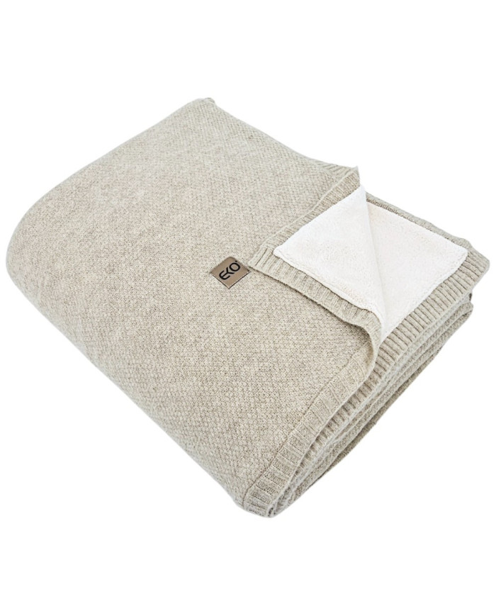 Koc dzianinowy z podszyciem futerkowym 150x200 cm – MILANO DUO LATTE