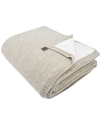 Koc dzianinowy z podszyciem futerkowym 150x200 cm – MILANO DUO LATTE