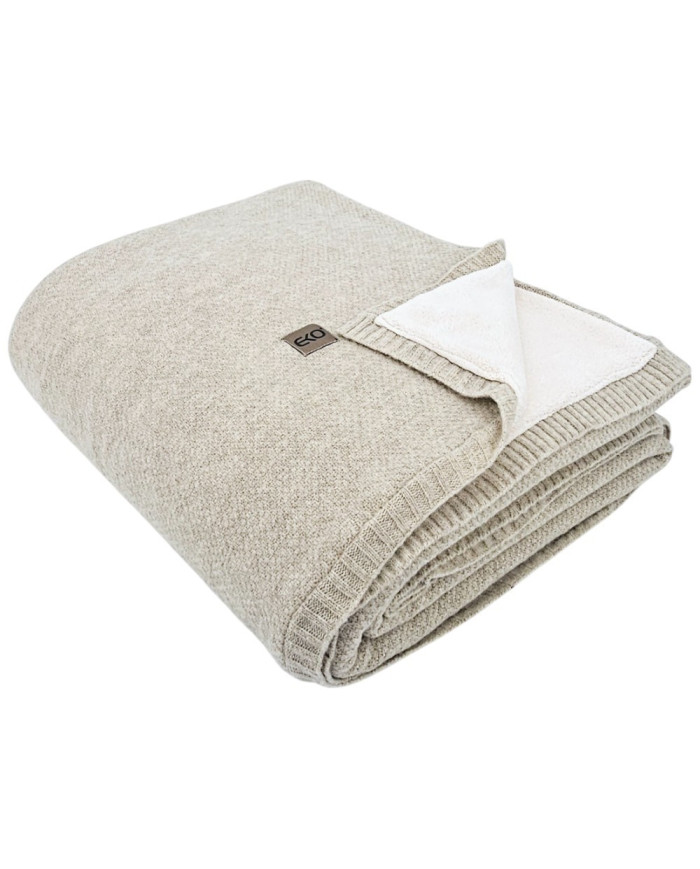 Koc dzianinowy z podszyciem futerkowym 150x200 cm – MILANO DUO LATTE