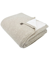 Koc dzianinowy z podszyciem futerkowym 150x200 cm – MILANO DUO LATTE