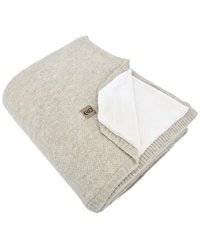 Koc dzianinowy z podszyciem futerkowym 150x200 cm – MILANO DUO LATTE